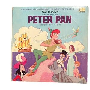 1969 Walt Disney Peter Pan Story & Songs LP Record Book Disneyland 3910 Vintage
